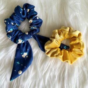 Floral Bow Scrunchie Set